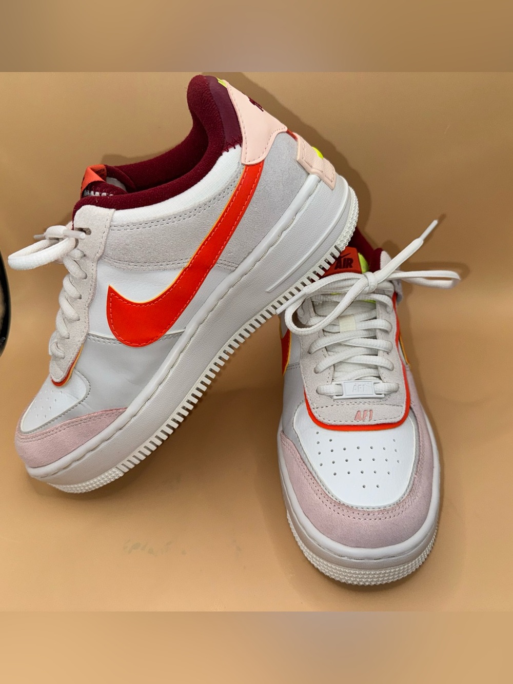 Nike Air Force 1 Shadow White Crimson Tint Bright Mango Sneakers Women 7 /M 5.5 - Picture 12 of 17